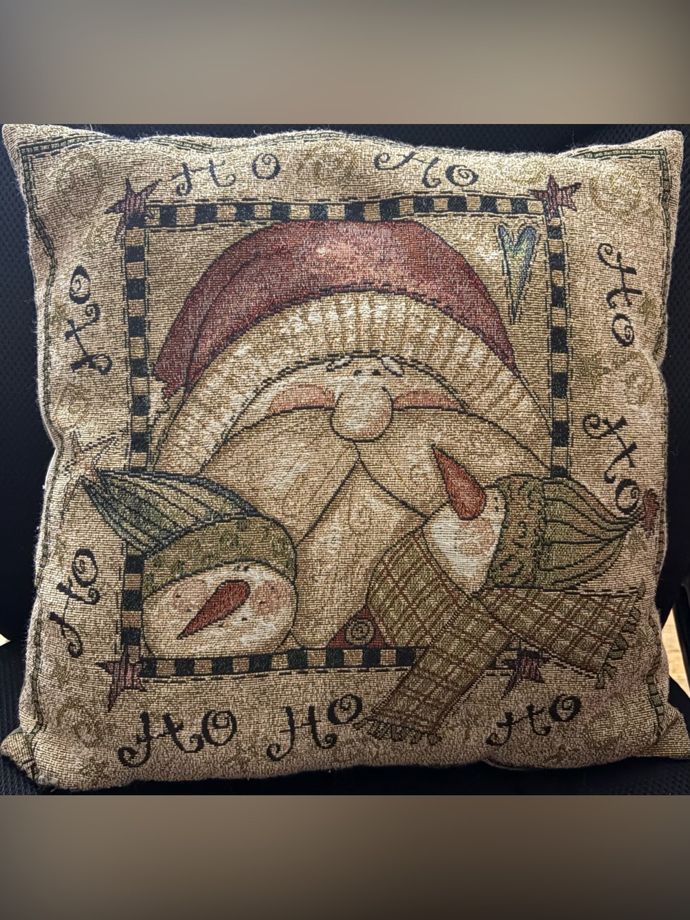 Santa Claus Snowman Christmas Holiday Square Tapestry Throw Pillow
